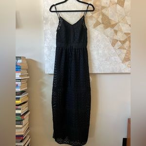 AllSaints Midi Dress black with lace details